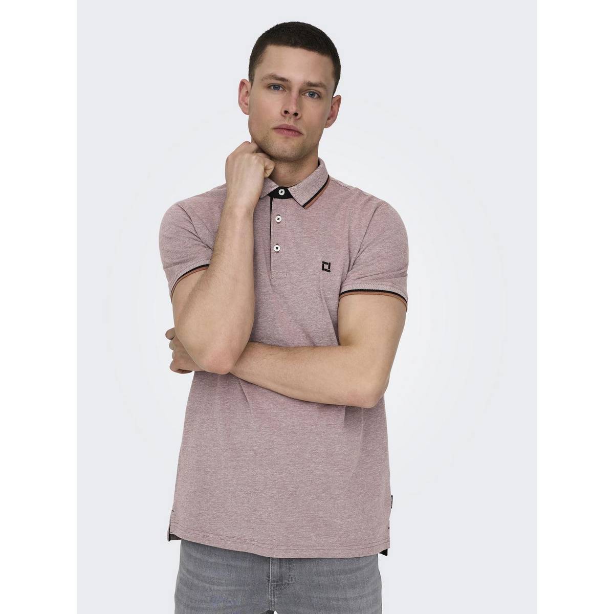 ONLY & SONS REGULAR FIT POLO POLO-SHIRT 22024827 COOPER BROWN MELANGE